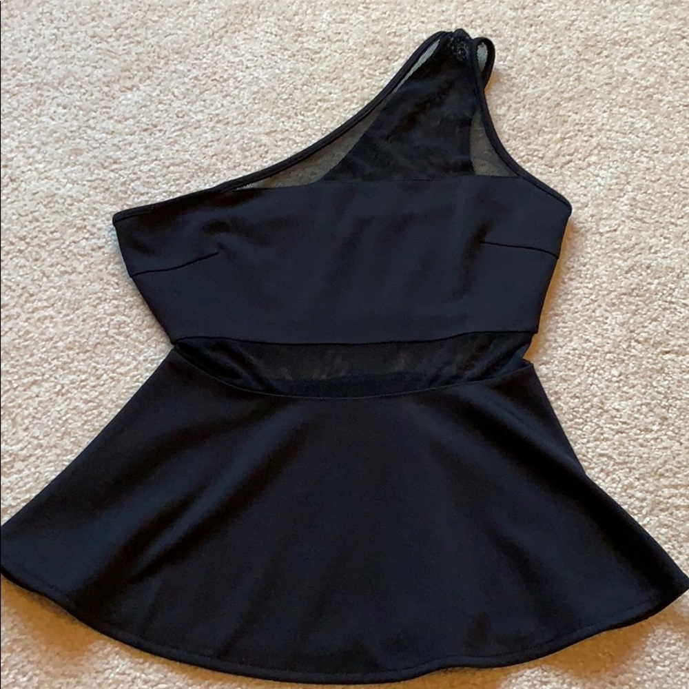 G by Guess One Shoulder Mesh Peplum Top / Tank